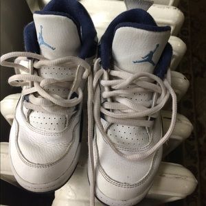 Toddler white and blue jordan sneakers